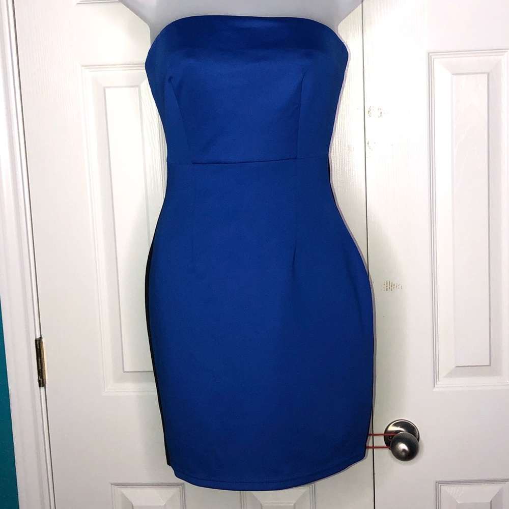 Forever 21 Black & Blue Fitted Tube Dress